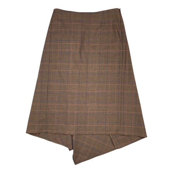 A.L.C. Plaid Drape Handkerchief Hem Skirt 10 Sable Wool Academia Heritage Fall - Picture 11 of 12